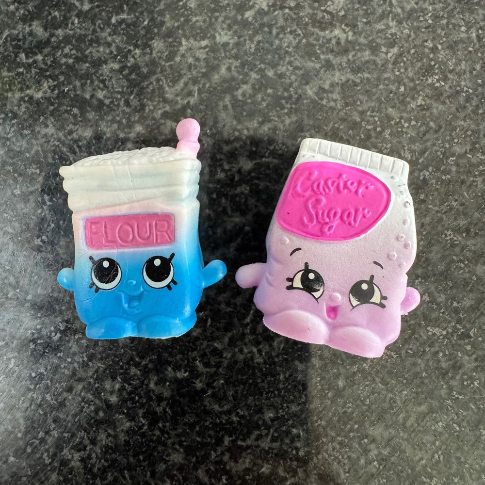 Shopkins Caster Sugar and Flour Baking Figures Pink Blue Lot of 2